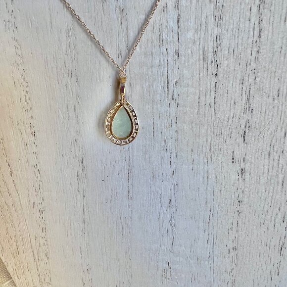 Green Jade Pendant Necklace 10K Gold Pendant, 14K Gold Chain - Picture 7 of 16